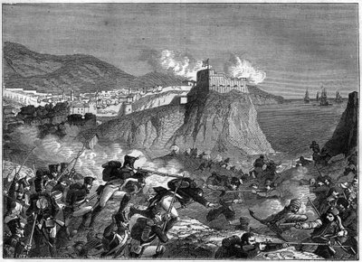 Assedio di Ragusa (Repubblica di Ragusa) (Ragusa in croato Dubrovnik) durante le guerre napoleoniche nel maggio e giugno 1806 (campagna di Dalmazia del generale Molitor e Lauriston) - in "History of the empire following the history of the consulate" di Ad da French School