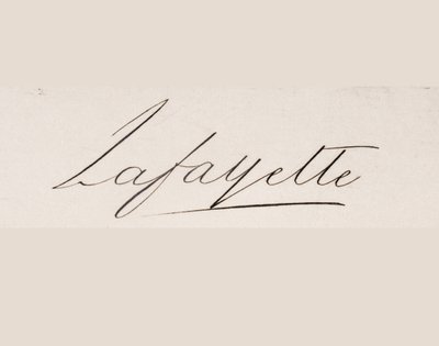 Firma di Marie-Joseph-Paul-Yves-Roch-Gilbert du Motier, Marchese di Lafayette da French School