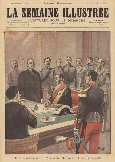 Firma di un Protocollo di Pace che pone fine alle ostilità nella guerra ispano-americana, Washington DC, 12 agosto 1898 da French School