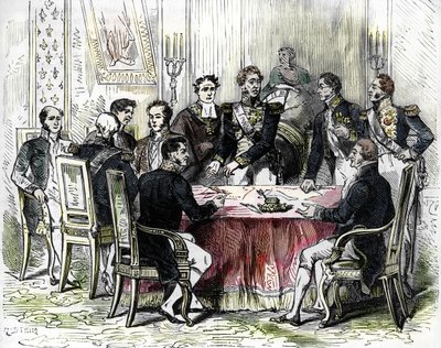 Firma degli Ordinamenti di Saint Cloud (incisione colorata) da French School