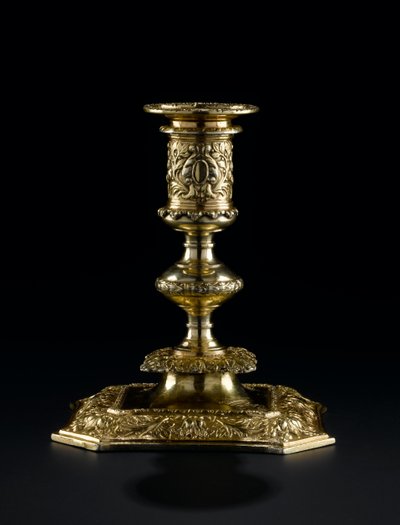 Candeliere in argento dorato con ugello staccabile, dal servizio da toeletta Lennoxlove, di proprietà di Frances Teresa Stewart, Duchessa di Richmond e Lennox: Francese, Parigi, di Pierre Masse, 1661 - 1662 da French School