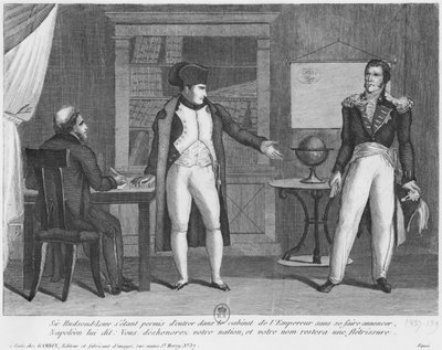 Sir Hudson Lowe entra nello studio di Napoleone I (1769-1821) sull