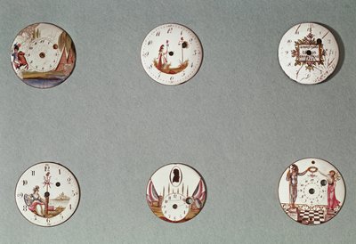 Sei orologi da tasca decorati con simboli rivoluzionari (metallo e smalto) da French School