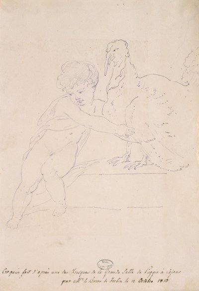 Schizzo dalla Grande Sala di Poggio a Caiano, 12 ottobre 1813 da French School