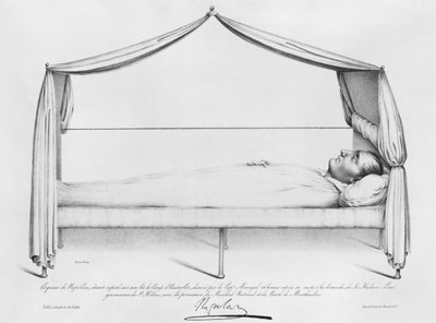 Schizzo di Napoleone I sul letto di morte disegnato a Sant