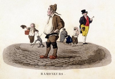 Piccoli camini che urlano per le strade - incisione da French School