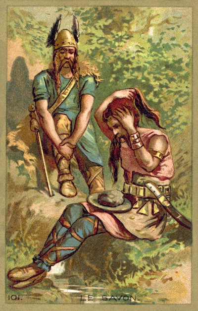 Sapone, usato dai guerrieri gallici (chromolitho) da French School