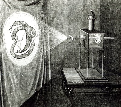 Microscopio solare, da Les Grandes Inventions Anciennes et Modernes di Louis Figuier (1819-94), Parigi, 1861 da French School