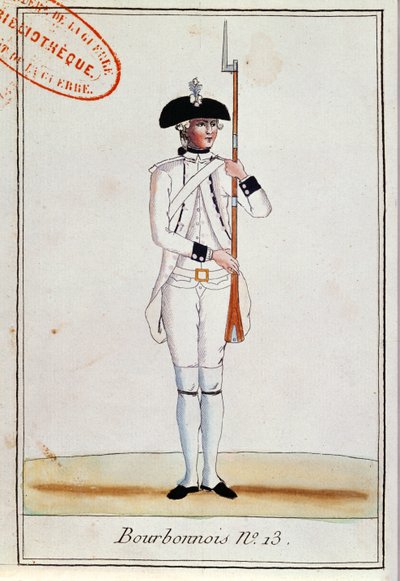 Soldato del Reggimento de Bourbonnois, c.1780 da French School