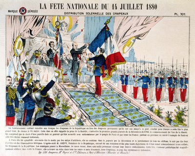 Distribuzione solenne delle bandiere a Longchamp da parte del Presidente Jules Grevy (1807-91), 14 luglio 1880 da French School