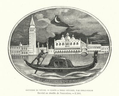Souvenir di Venezia, cammeo disegnato dallo scultore francese Emile Soldi da French School