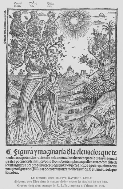 Filosofo spagnolo e terziario francescano Ramon Llull in contemplazione, dirigendo tutte le facoltà della sua anima a Dio da French School