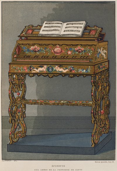 Spinetta con lo stemma della Principessa di Conti, illustrazione dal Dictionnaire de l