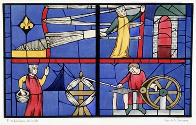 Laboratorio di filatura. Fac simile delle vetrate della Cattedrale di Amiens - in "Histoire de la peinture sur verre" di Ferdinand de Lasteyrie da French School