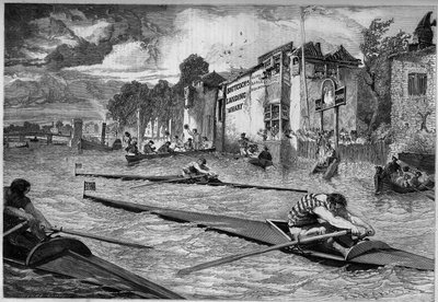 Competizione sportiva: gara di canoe (outrigger) sul Tamigi. Inghilterra da French School