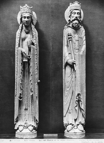 Santa Clotilde e Clodoveo I, dalla chiesa di Notre-Dame di Corbeil (calco in gesso) da French School