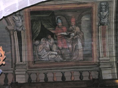 San Cornelio che compie un miracolo (legno dipinto) da French School