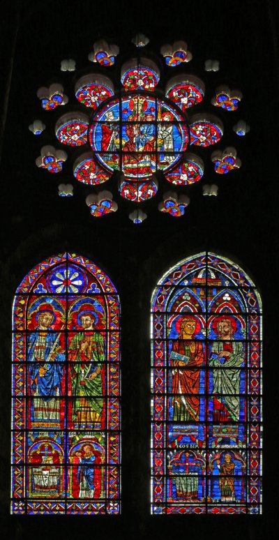 San Cosma, San Damiano, San Gervasio e Proteo; donatori sacerdoti; la Vergine e il Bambino sopra da French School