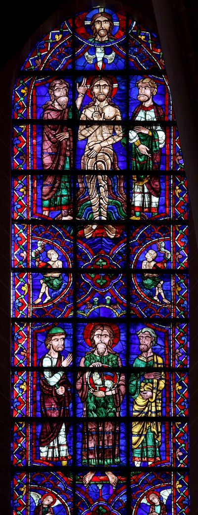 San Giovanni Battista con Agnus Dei; il battesimo nel Giordano da French School