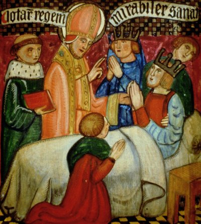 San Sulpicio compie un miracolo curando il re Clotario (m.629) da French School