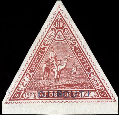 Francobollo della colonia francese di Obock rinominata "Gibuti" da French School