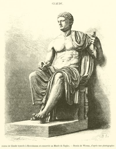 Statua di Claudio trovata a Ercolano e conservata nel Museo di Napoli da French School