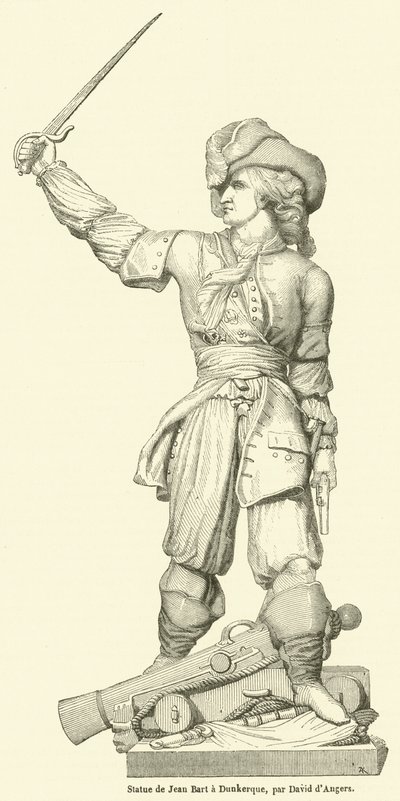 Statua di Jean Bart a Dunkerque (incisione) da French School