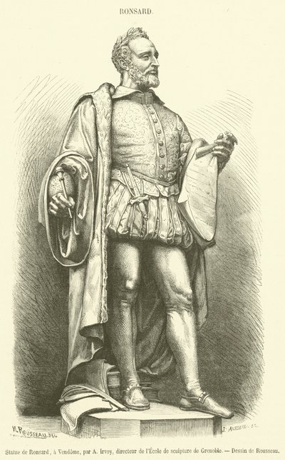 Statua di Ronsard, a Vendome (incisione) da French School
