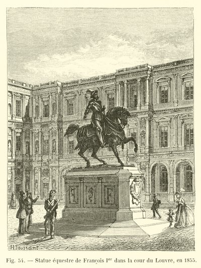 Statua equestre di Francesco I nel cortile del Louvre, nel 1855 da French School