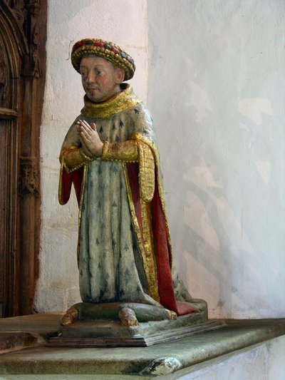 Statua di Jean V, Duca di Bretagna (legno policromo) da French School