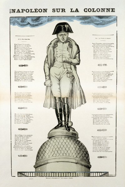 Statua di Napoleone I Bonaparte (1769-1821) sulla colonna Vendome a Parigi. Immagine di Epinal da French School