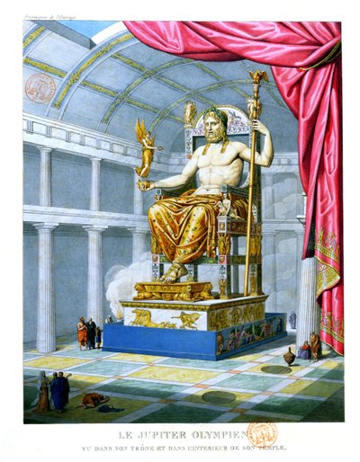 Statua di Zeus Olimpico sul suo trono all