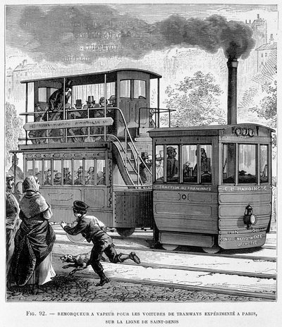 Rimorchiatore a vapore per tram esperti a Parigi, sulla linea Saint-Denis - in 