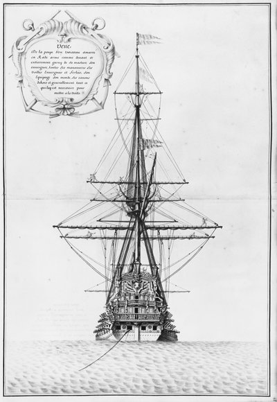 Poppa di una nave ormeggiata, illustrazione dall