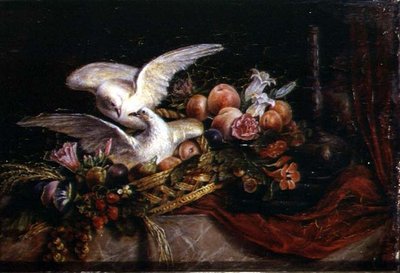 Natura Morta con Due Colombe Bianche, c.1840 da French School