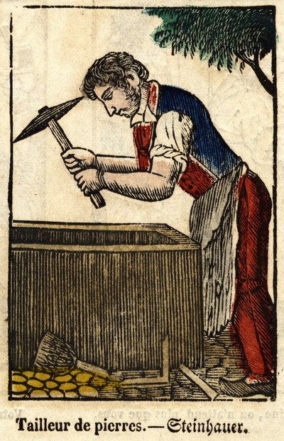 Scalpellino; Serie sui mestieri, immagine di Epinal del XIX secolo da French School