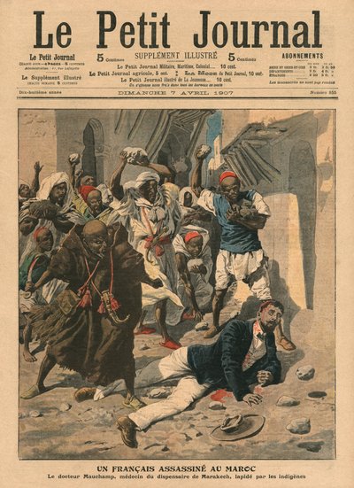 Lapidazione del dottore francese Mauchamp in Marocco, illustrazione da 