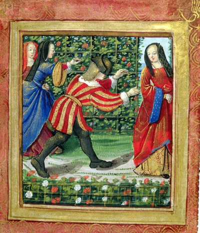 Uomo e donna che giocano a mosca cieca, dal 