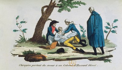 Chirurgo che opera un colonnello degli ussari sul campo di battaglia da French School
