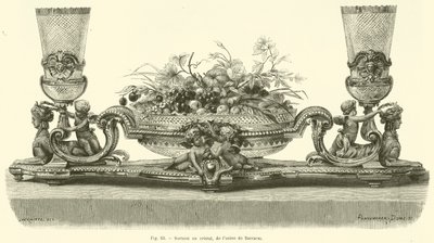 Surtout in cristallo, dalla fabbrica di Baccarat (incisione) da French School