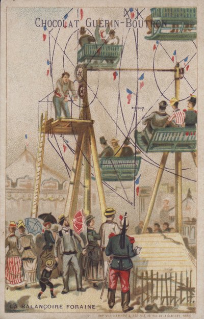 Giostra a un luna park (cromolitografia) da French School