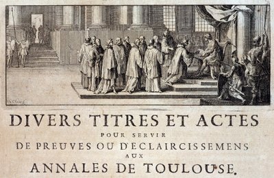 Presa di possesso della città e del conte di Tolosa dagli emissari del re Filippo III nel 1271 in "Annales de la ville de Toulouse" di Germain de Lafaille, Tolosa da French School