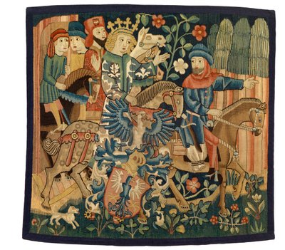 Arazzo con La Regina di Francia e il Maresciallo Sleale, illustrando il poema medio alto tedesco 