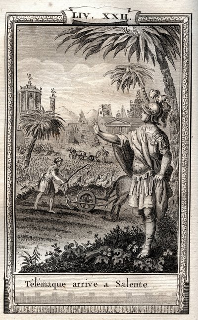 Telemaco ritorna a Salento - incisione del 1798 da "Les Aventures de Télémaque, fils d
