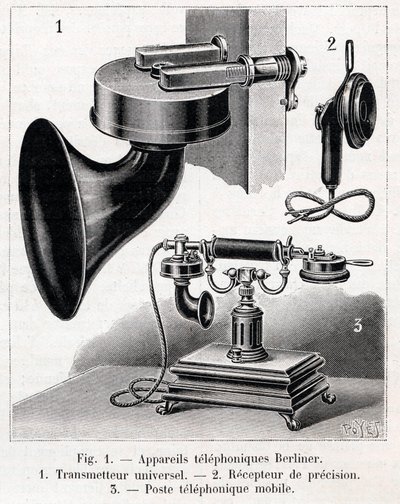Apparato telefonico - Sistema Berliner - incisione in 