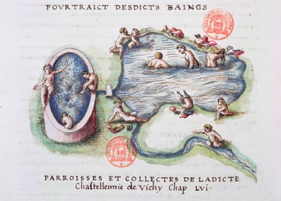 Le terme di Vichy, da Generale Description du Bourbonnais di Nicolas de Nicolay da French School