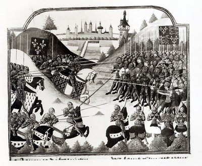 La battaglia di Fromigny, 14 aprile 1450, ms Fr 2691 fol. 183, da Chronique de Charles VII di Jean Chartier da French School