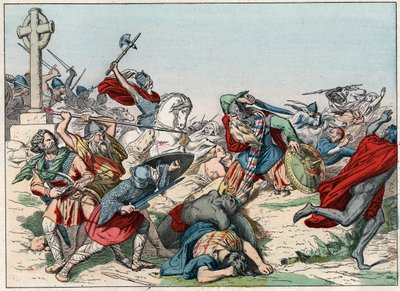 La battaglia di Poitiers del 25 ottobre 732 vinta da Carlo Martello - La battaglia di Poitiers, 25 ottobre 732, vinta da Carlo Martello (688-741) - Incisione della fine del XIX secolo in 