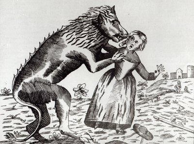 La Bestia del Gévaudan Attacca una Giovane Ragazza da French School