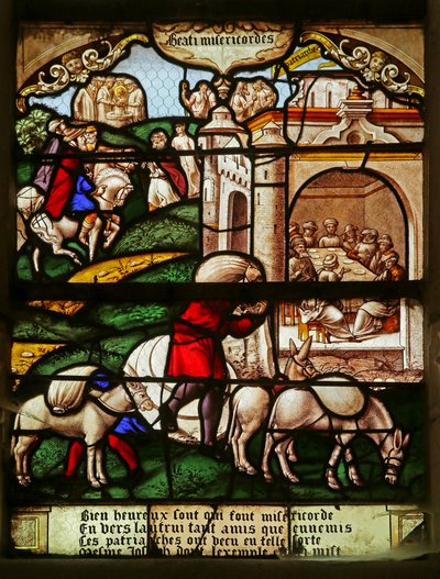 Le Beatitudini: Beati i misericordiosi: scena dalla storia di Giuseppe da French School